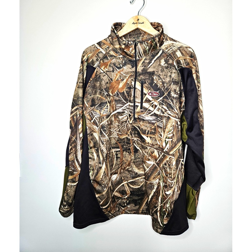 Drake Waterfowl Systems 2XL Camo 1/4 Zip Shirt Hunt Duck Gorpcore Work Utility